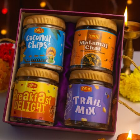 All-Day Snack Quartet – Breakfast Delight, Coconut Chips, Malamal Chat & Trail Mix