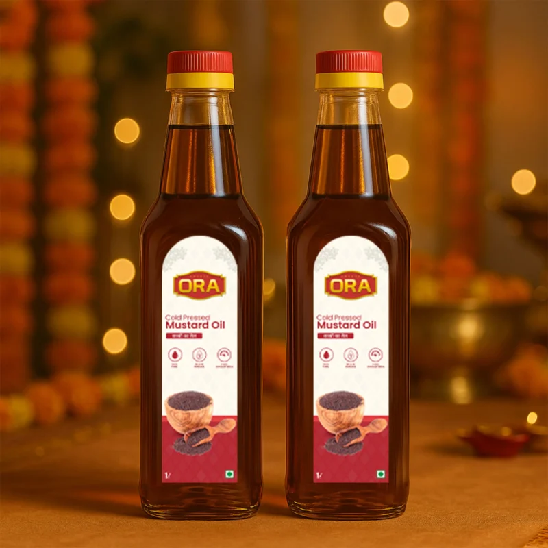 Cold-Pressed Mustard Oil—All-Natural, Nutritious & Cholesterol-Free (1+1 Litre Pack)